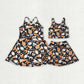 Baby Girl Sleeveless Football Bows Cheer Sibling Skorts Dress Set Yoga Active Clothes RTS