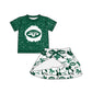 ( Moq 5 each style ) Baby Girl Toddler Football Team Green Bows Sibling Skort Dress Set 6.6