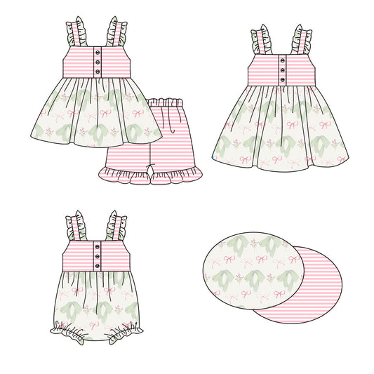Baby Girl Bows Stripes Sibling Romper Dress Set ( Moq 5 Each Style ) 1.16
