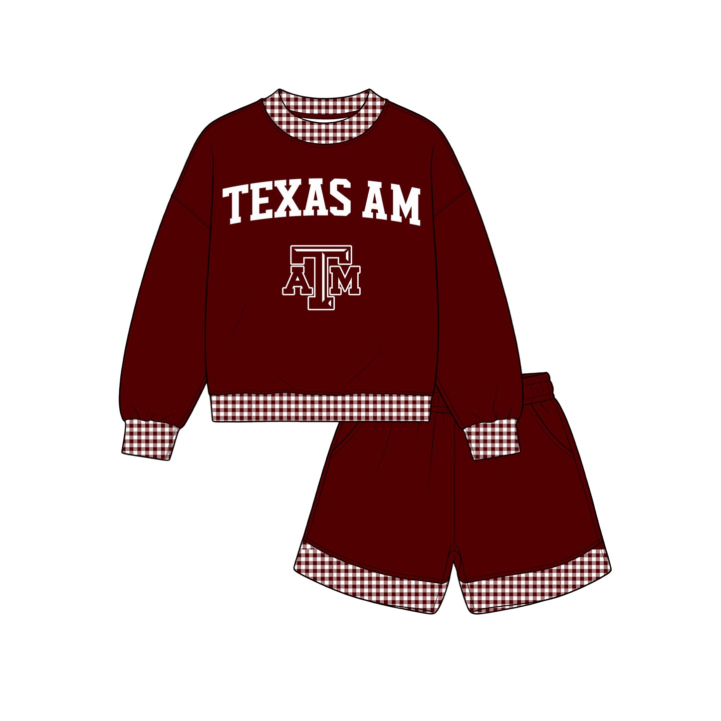 ( Moq 5 ) Baby Girls Kids Long Sleeves Shirt Shorts Team Set Clothes