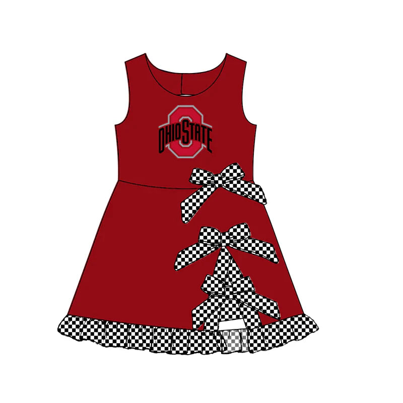 ( Moq 5 ) Sibling Baby Girls Kids Sleeveless Cheer Checked Bows Shorts Team Dress Clothes
