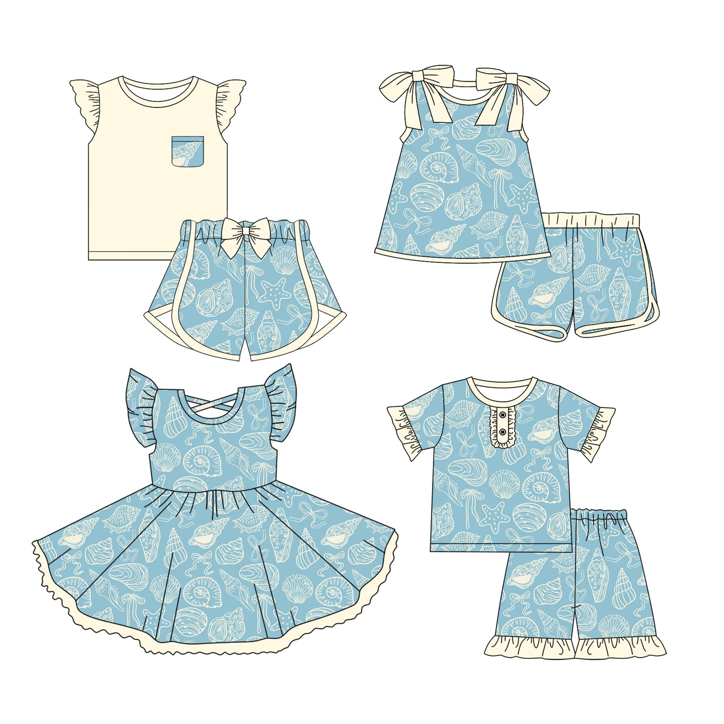 Baby Girl Short Sleeves Shell Sibling Dress Set ( Moq 5 Each Style ) 3.12