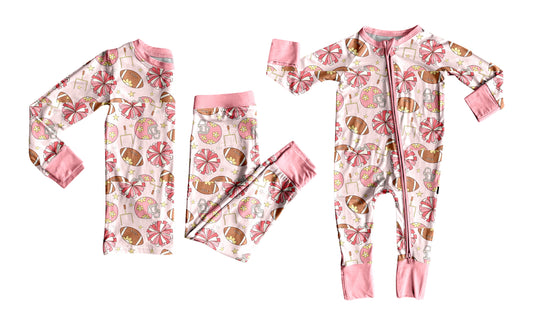 ( Moq 5 Each Style ) Baby Girl Toddler Cheer Football Flower Sibling Romper Set