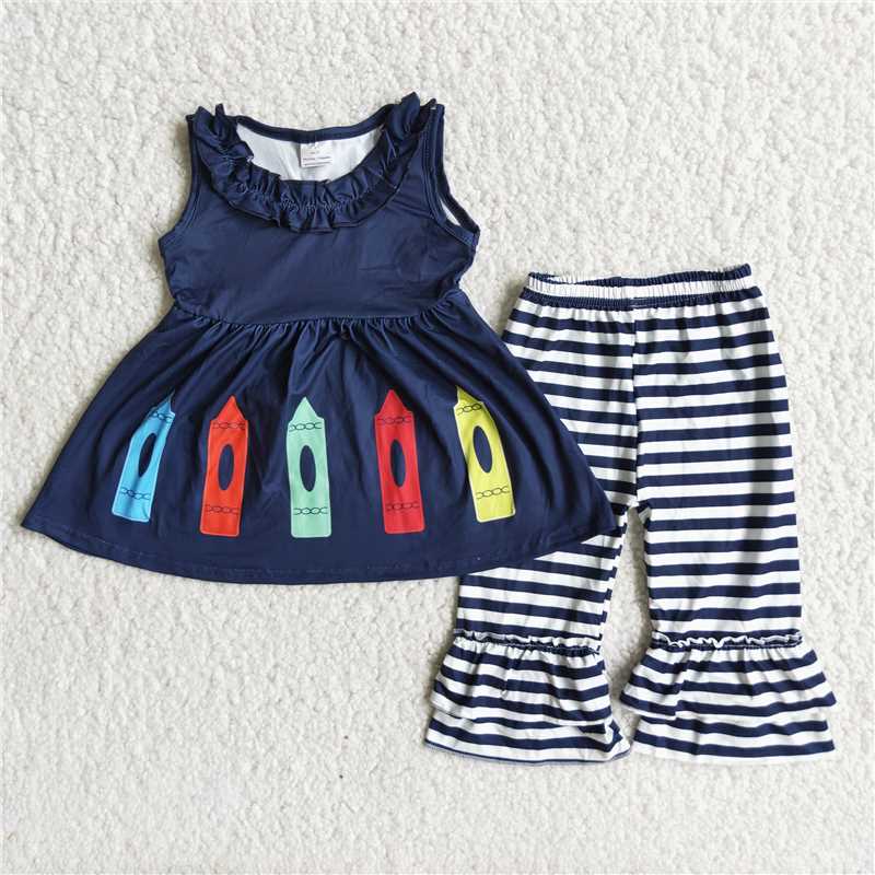 Baby Girl Sleeveless Pencil Back To School Stripes Set