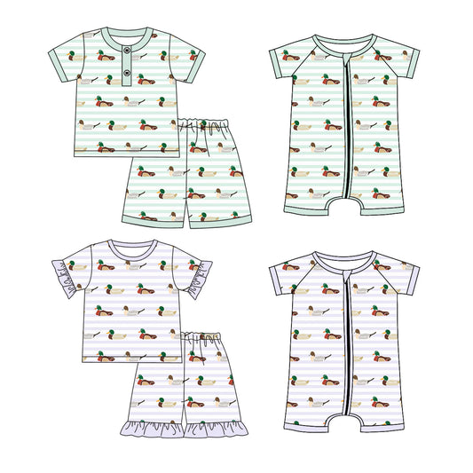Baby Boy Girl Ducks Stripes Sibling Romper Set ( Moq 5 Each Style ) 1.11