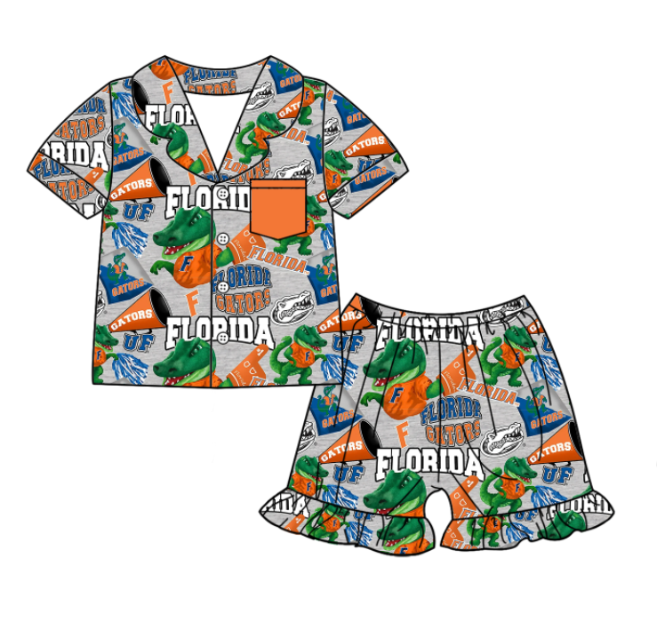 ( Moq 5 each style ) Baby Boy Girl Short Sleeves Team F Sibling Dress Shirt Set 5.6