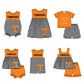 ( Moq 5 Each Style ) Baby Boys Girls Kids Plaid Team Sibling Orange Rompers Dress Sets
