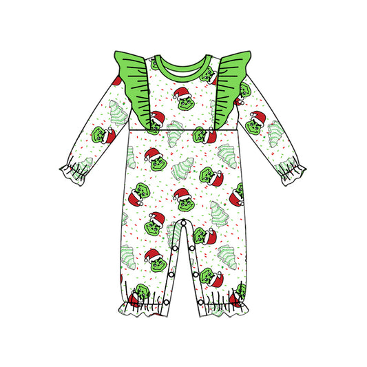 Baby Girl Infant Long Sleeves Christmas Cake Tree Frog Romper