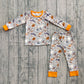 Baby Boy Long Sleeves Ghost Pumpkin Shirt Pants Halloween Pajamas Clothes Set RTS