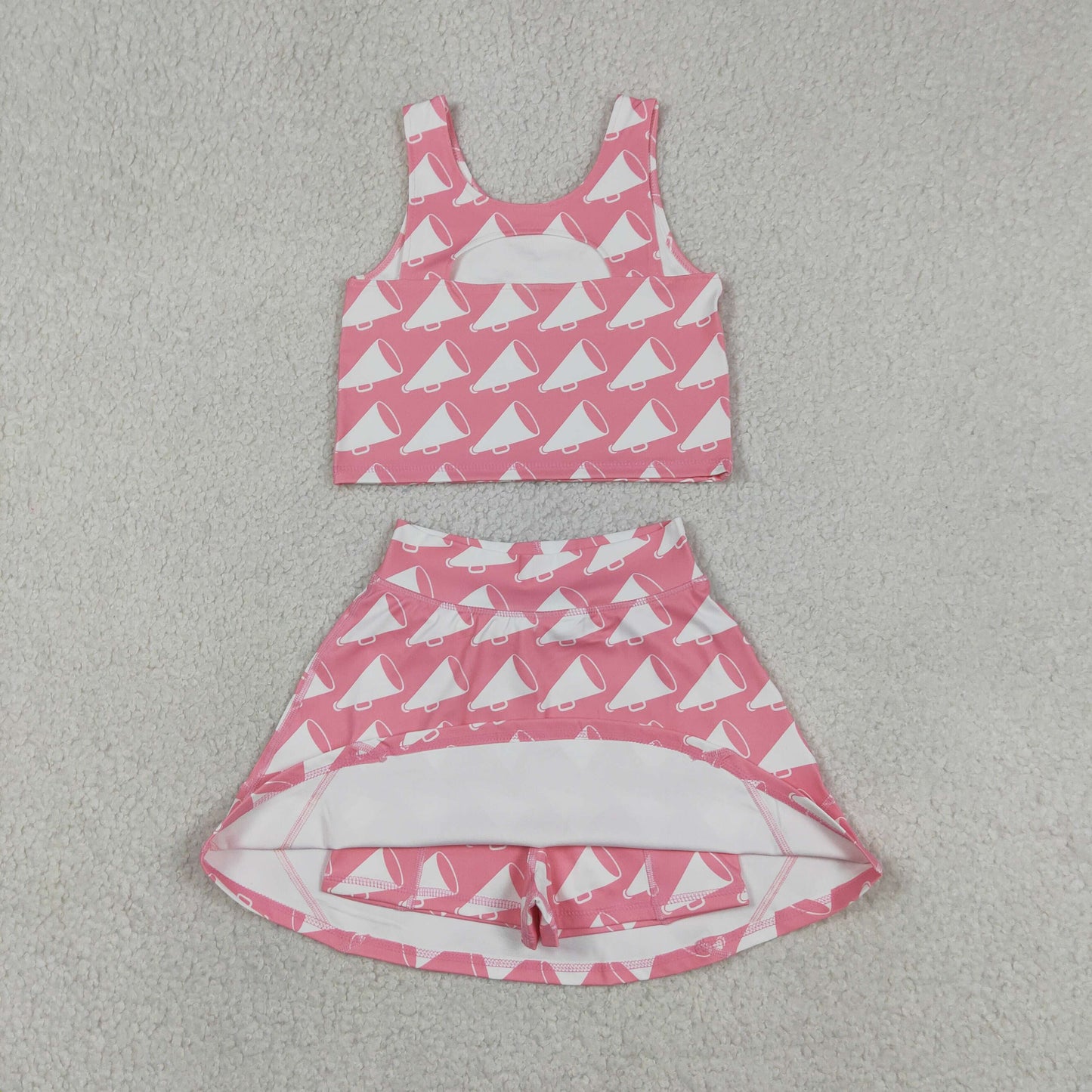 Baby Girls Kids Sleeveless Cheer Athletic Active Wear Tops Shorts Skirt Clothes Set RTS