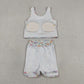 Baby Girls Kids Flower Tops Skirt Shorts Yoga Summer Set RTS