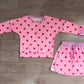 ( No moq ) Preorder Baby Girls Kids Long Sleeves Dots Shirt Skirt Shorts Pink Set Clothes