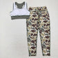 Adult Women Green Vest Camo Pants Yoga Sports Set