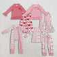 Sibling Baby Girls Kids Embroidery Zipper Shirt Hearts Bows Flower Pants Valentine Romper Sets RTS