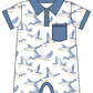 Baby Boy Girl Short Sleeves Duck Sibling Matching Dress Romper Blue Clothes Set Moq 5 Each style