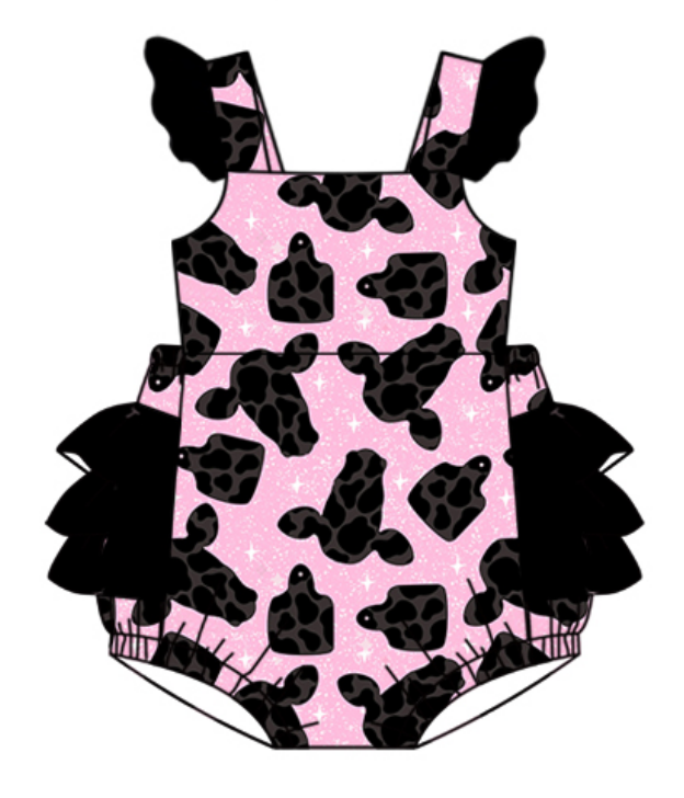Baby Boy Girl Western Cow Sibling Dress Romper Clothes Set ( Moq 5 Each style )