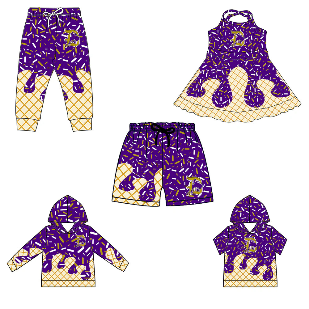 ( Moq 5 each style ) Baby Boy Girl Team Sibling Cowboys Purple Dress Shirt Shorts Pants 7.1