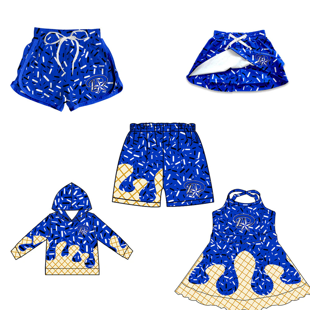 ( Moq 5 each style ) Baby Boy Girl Team Sibling Drips Blue Dress Shirt Shorts Pants 7.3