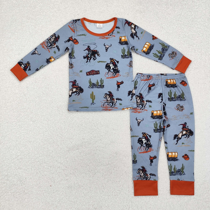 Baby Boy Infant Long Sleeves Western Rodeo Zipper Bamboo Romper