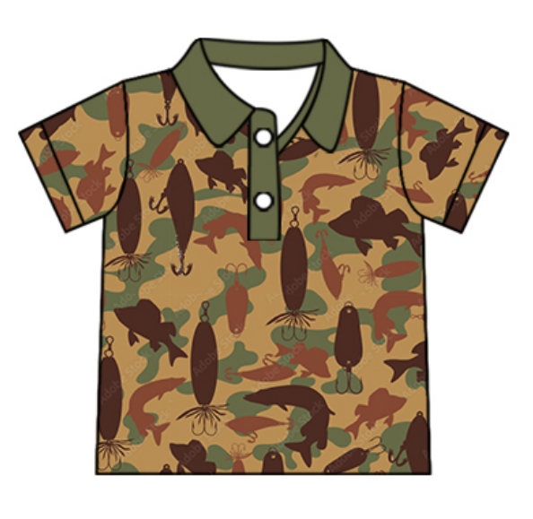 Baby Boy Girl Fishing Camo Sibling Matching Dress Romper Clothes Set ( Moq 5 Each style )