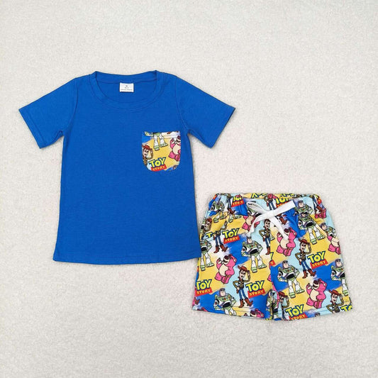 Baby Boy Blue Short Sleeves Shirt Toys Shorts Set