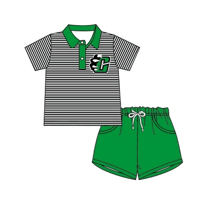 baby boy stripes polo shirt green pocket shorts team set