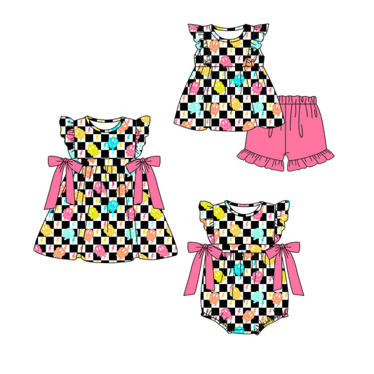 Baby Girl Smile Checked Sibling Romper Dress Set ( Moq 5 Each Style ) 12.30