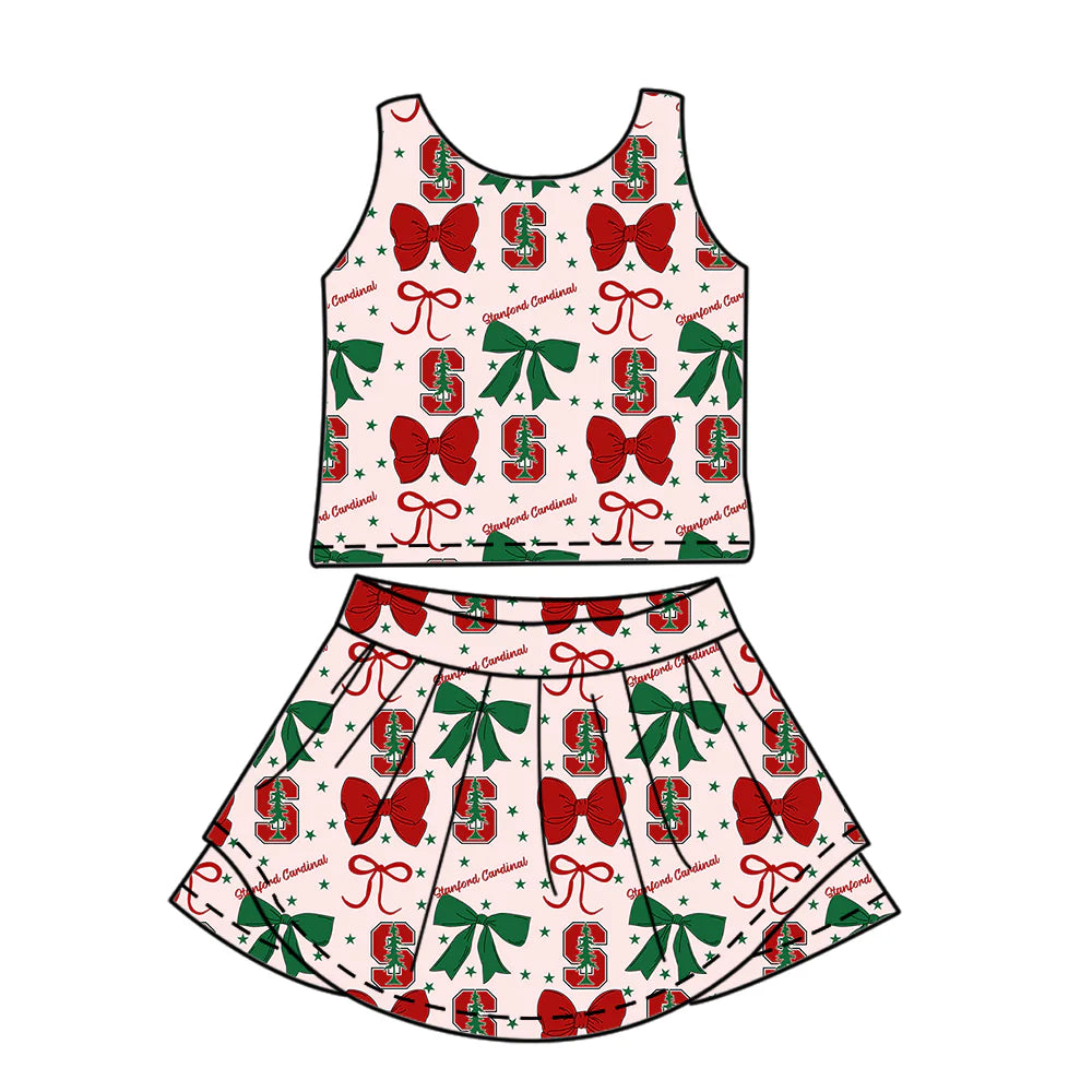 ( Moq 5 each style ) Baby Girl Toddler S Team Tree Bows Sibling Dress Set 6.25