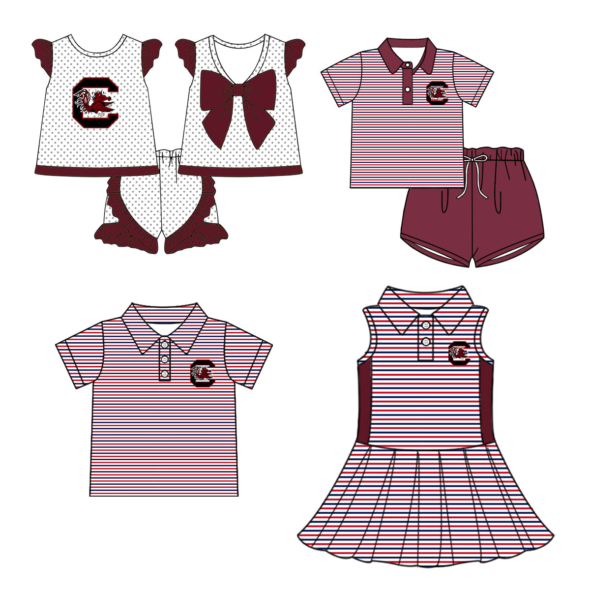 ( Moq 5 each style ) Baby Boy Girl Short Sleeves Team Sibling Dress Shirt Set 5.5