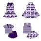 ( Moq 5 each style ) Baby Boy Girl Toddler Team Tigers Purple Bows Sibling Shirt Dress Set
