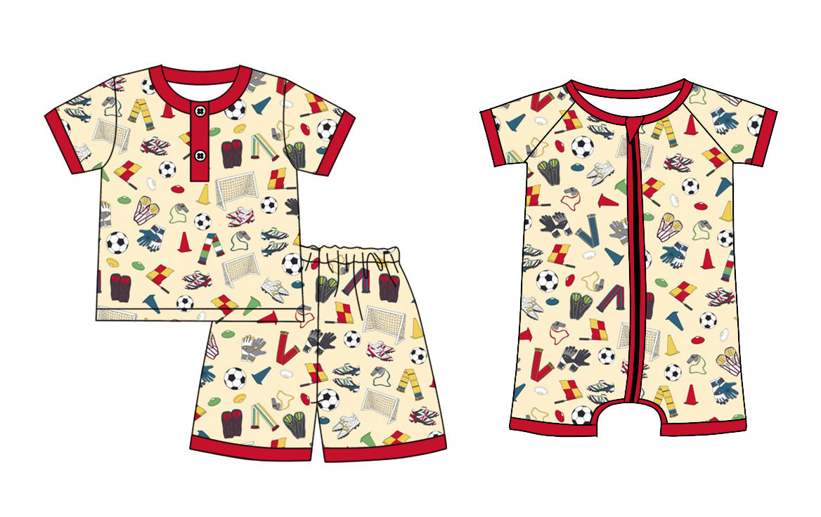 Baby Boy Short Sleeves Ball Game Yellow Sibling Romper Set ( Moq 5 Each Style ) 1.10