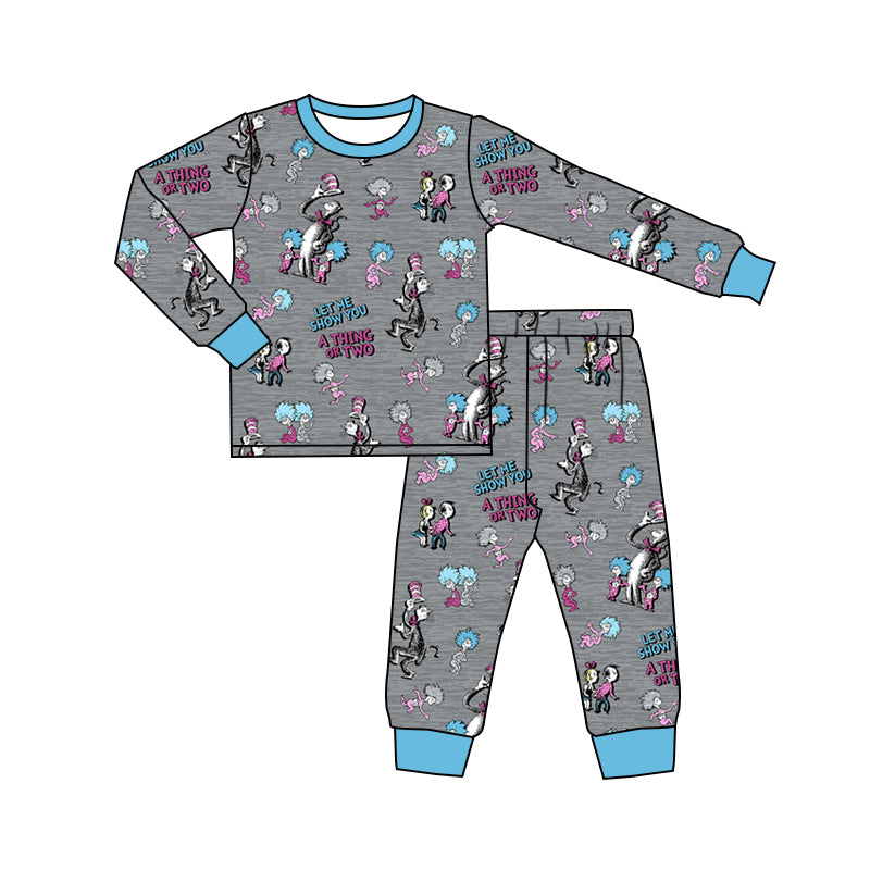 Baby Boy Toddler Long Sleeves Cat Reading Shirt Pants Pajamas Set