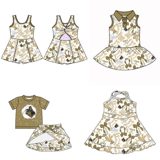 ( Moq 5 each style ) Baby Girl Basketball Bows Sibling Dress Set 5.13