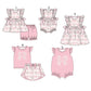 Baby Boy Girl Flower Pink Bows Sibling Dress Romper Clothes Set ( Moq 5 Each style )11.30