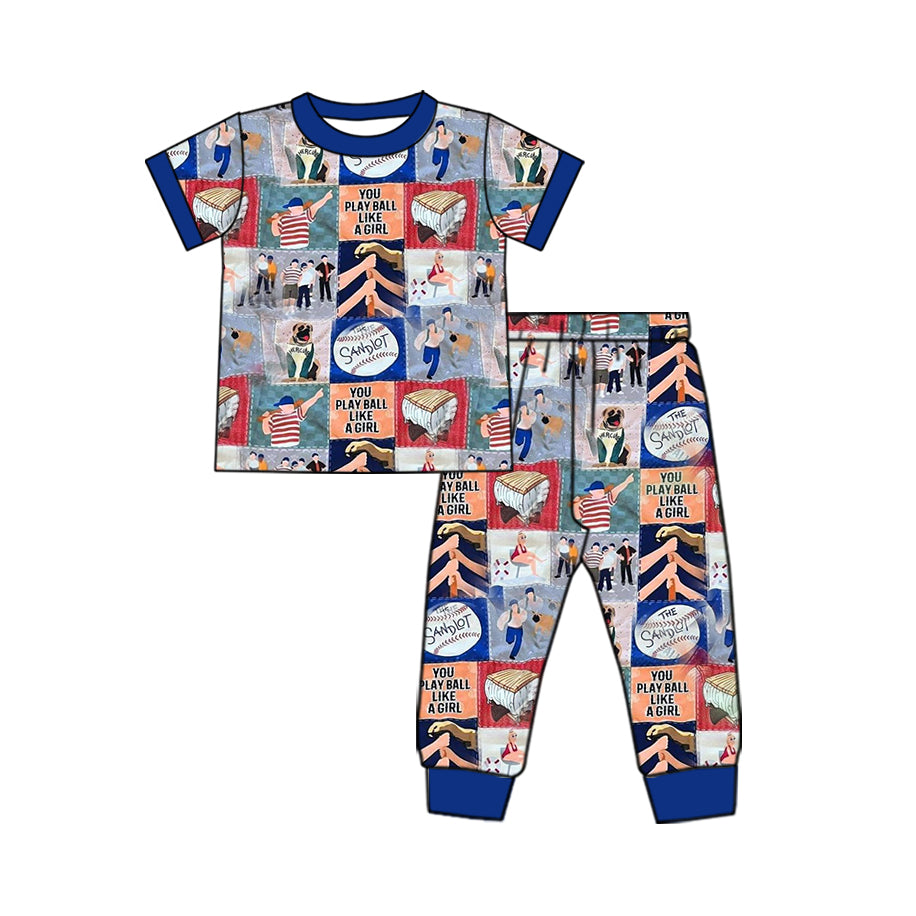 Baby Boy Short Sleeves Baseball Shirt Pajamas Set ( Moq 5 Each Design )11.27