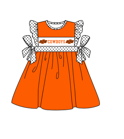 ( Moq 5 Each Style ) Baby Boys Girls Short Sleeves Team Sibling Orange Romper Dress Set