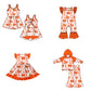( Moq 5 each style ) Baby Girl Toddler SF Team Orange Bows Sibling Romper Dress Set 6.16