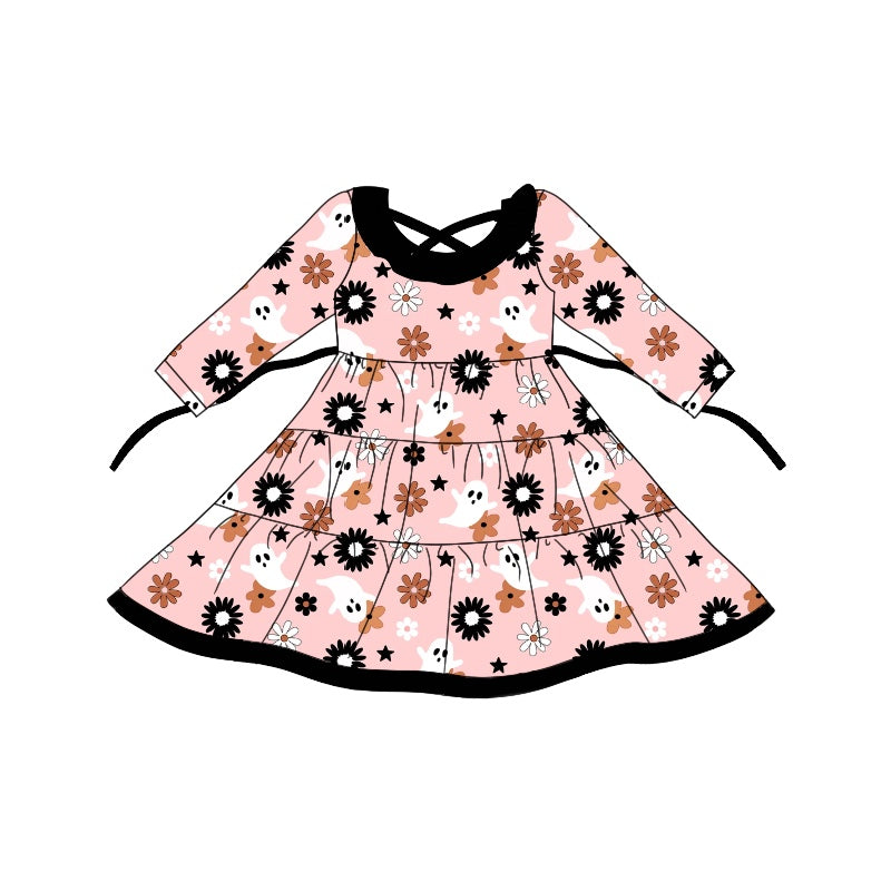 Baby Girl Halloween Ghost Flower Ruffle Dress