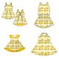 ( Moq 5 each style ) Baby Girl Toddler Team Yellow Bows Sibling Dress Set 6.26