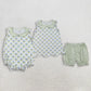 Sibling Baby Girls Kids Sleeveless Flower Scallop Tops Plaid Shorts Set Romper RTS