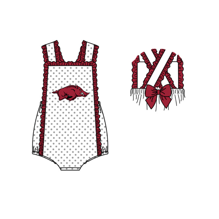 ( Moq 5 ) Baby Girls Kids Sleeveless Pig Dots Bows Team Romper