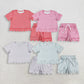 Sibling Baby Girls Kids Short Sleeves Plaid Shirts Scallop Shorts Sets Summer Clothes RTS