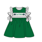 ( Moq 5 ) Baby Girls Toddler Dots Short Sleeves Bows Team Green Knee Length Dress