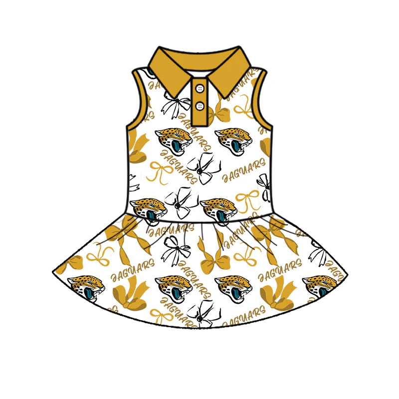 ( Moq 5 each style ) Baby Girl Toddler Team Bows Leopard Sibling Skort Dress Set 6.11