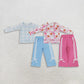 Sibling Baby Girls Kids Ghosts Pumpkins Bows Shirts Pockets Pants Sets Fall Clothes RTS