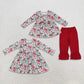 Sibling Baby Girls Kids Long Sleeves Plaid Bows Christmas Set Dress Clothes RTS