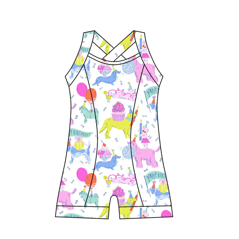 ( Moq 10 ) Baby Girl Straps Dogs Birthday Activity Wear Yoga Jumpsuit