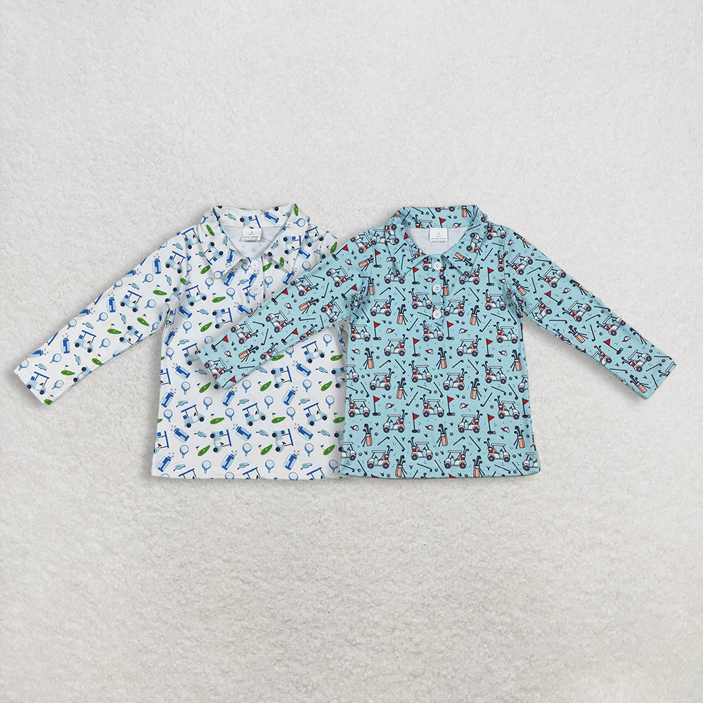 Sibling Baby Kids Boys Long Sleeves Golf Buttons Polo Pullovers Shirts Tops RTS