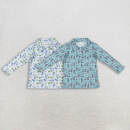Sibling Baby Kids Boys Long Sleeves Golf Buttons Polo Pullovers Shirts Tops RTS