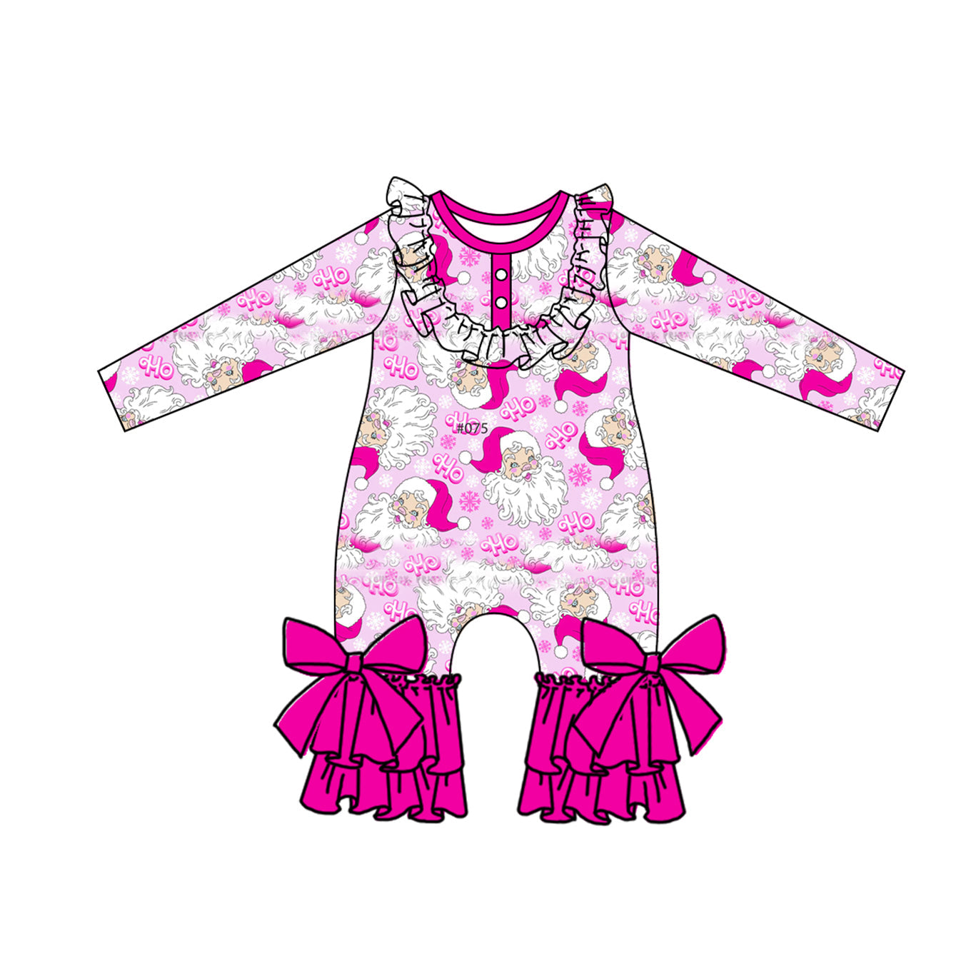 Baby Girl Long Sleeves Christmas Santa Pink Tops Pants Set